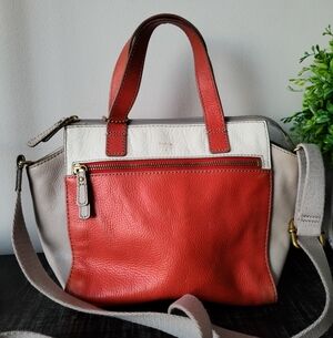Fossil Vintage Leather Colourblock Satchel Crossbody Bag